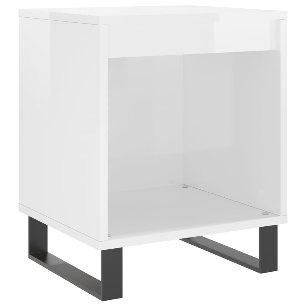 Bedside table high gloss white 40x35x50 cm wood material