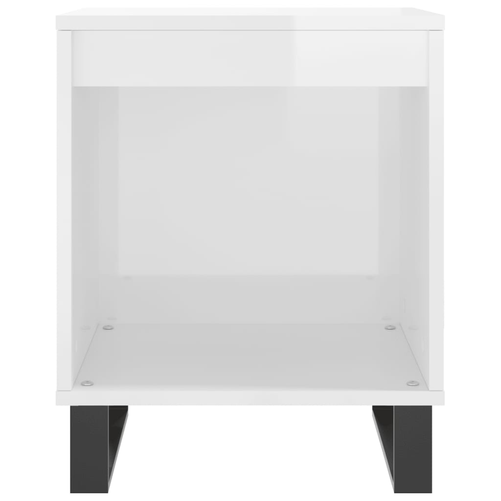 Bedside table high gloss white 40x35x50 cm wood material