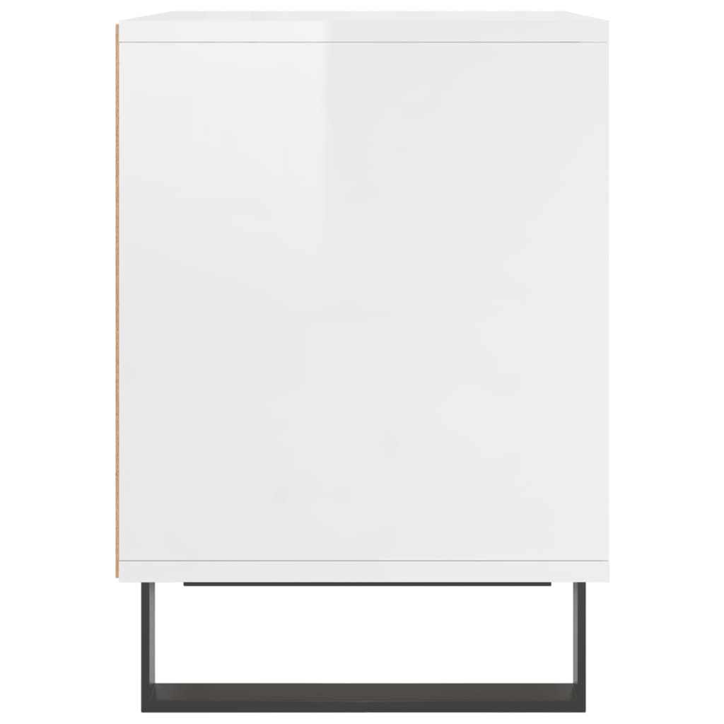 Bedside table high gloss white 40x35x50 cm wood material