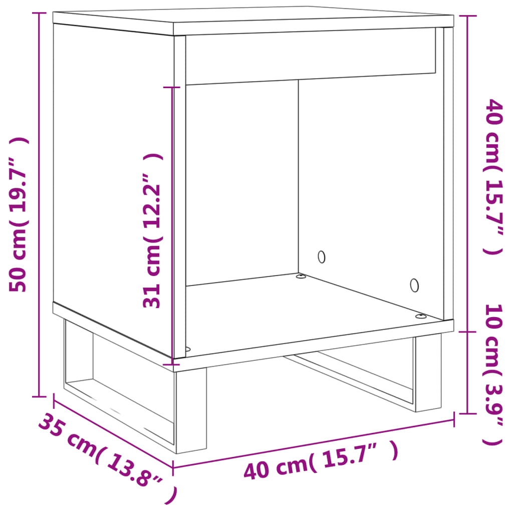 Tables de chevet 2 pcs. Chêne Sonoma 40x35x50 cm matériau bois