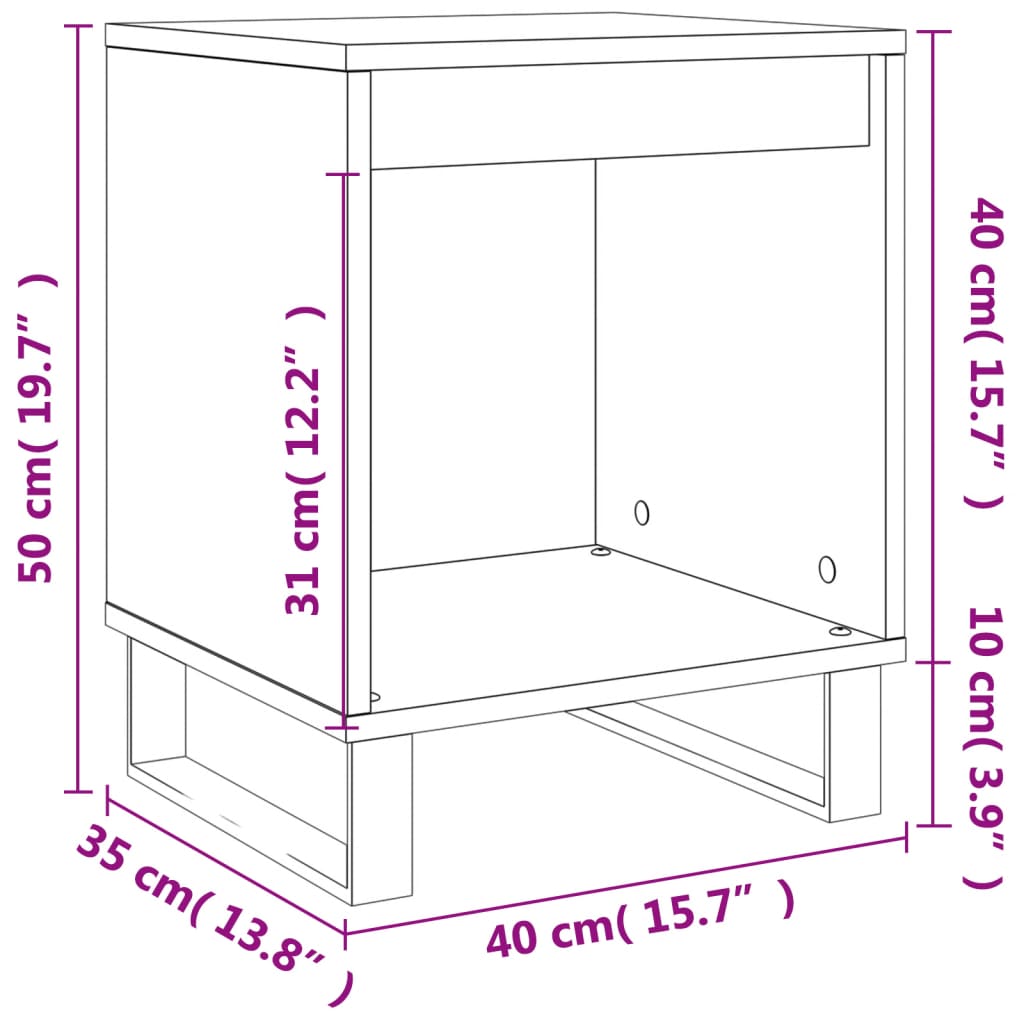 Bedside table smoked oak 40x35x50 cm wood material