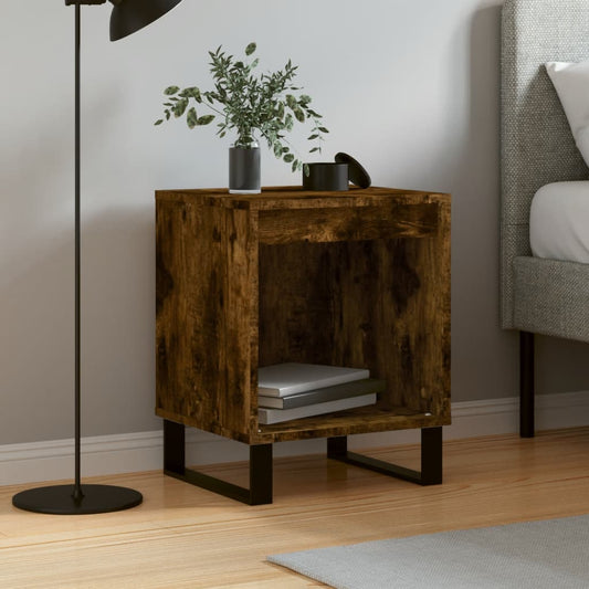 Bedside table smoked oak 40x35x50 cm wood material