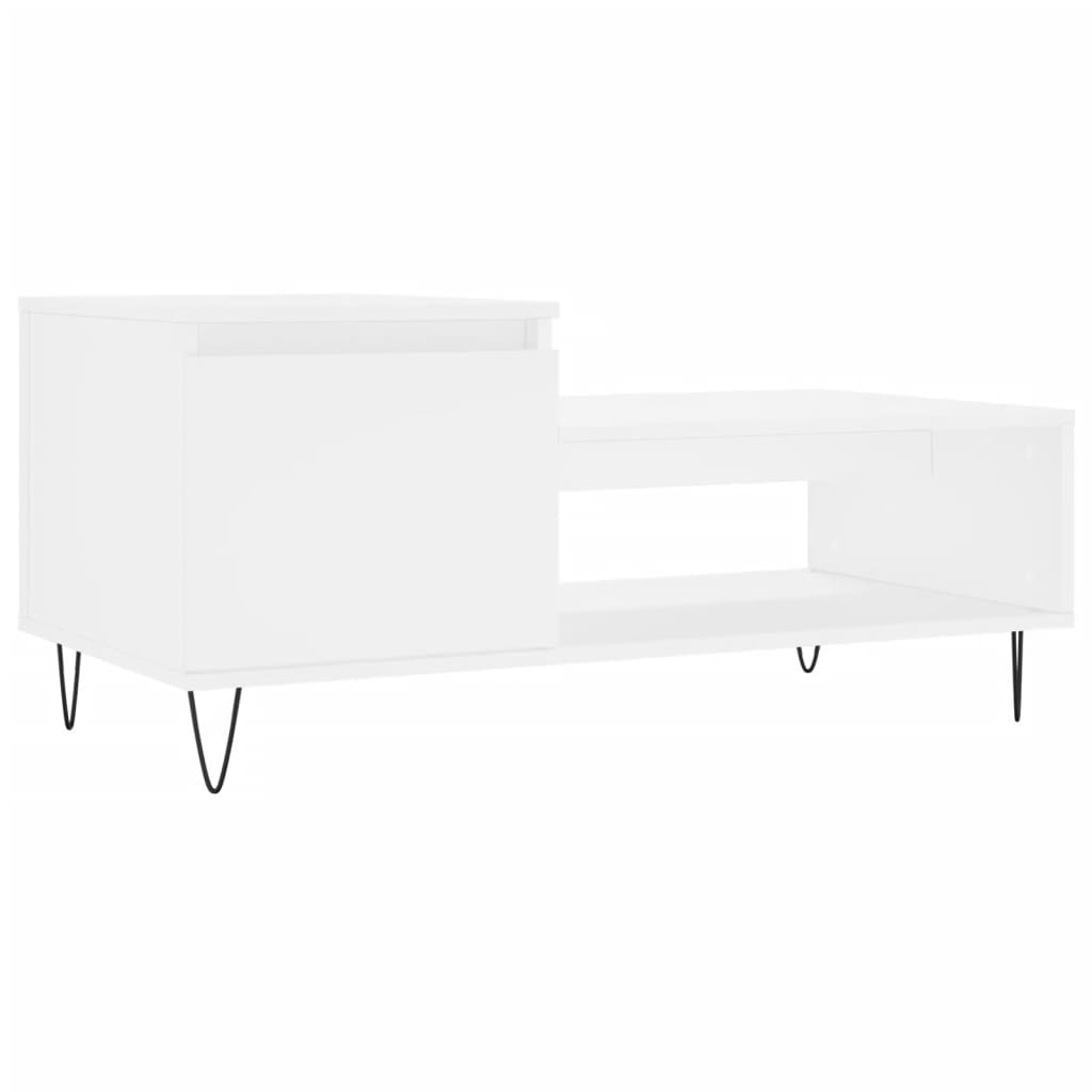 Table basse blanche 100x50x45 cm en bois