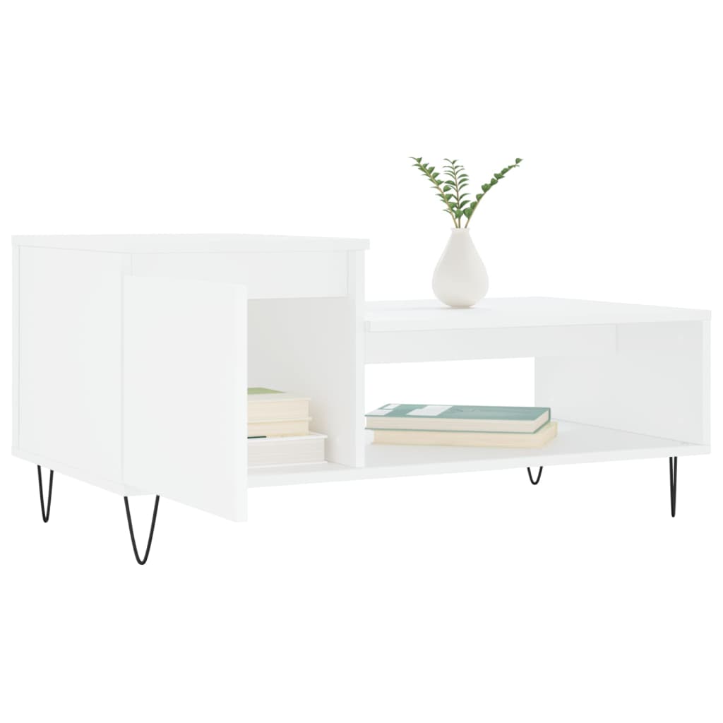 Table basse blanche 100x50x45 cm en bois