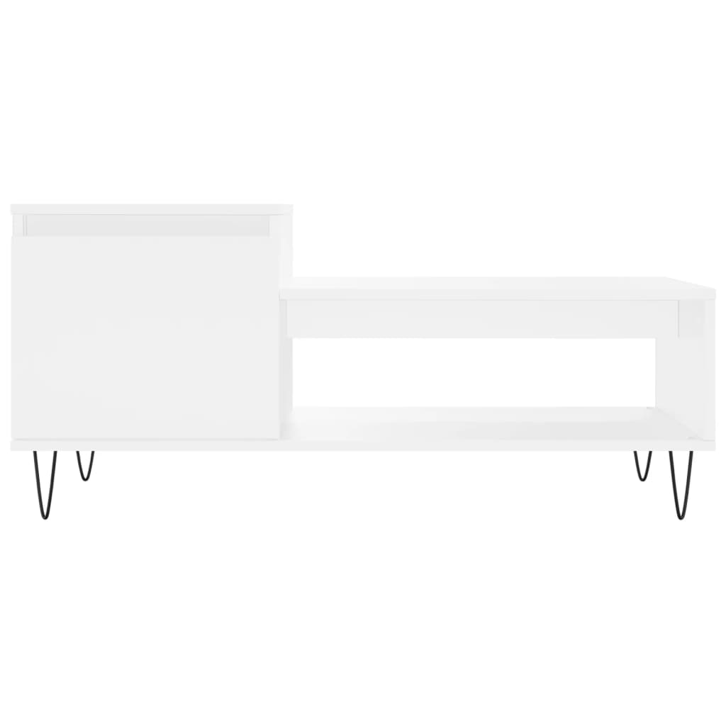 Table basse blanche 100x50x45 cm en bois