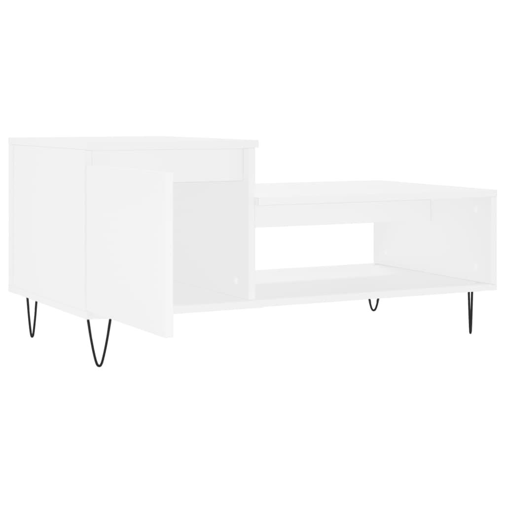 Table basse blanche 100x50x45 cm en bois