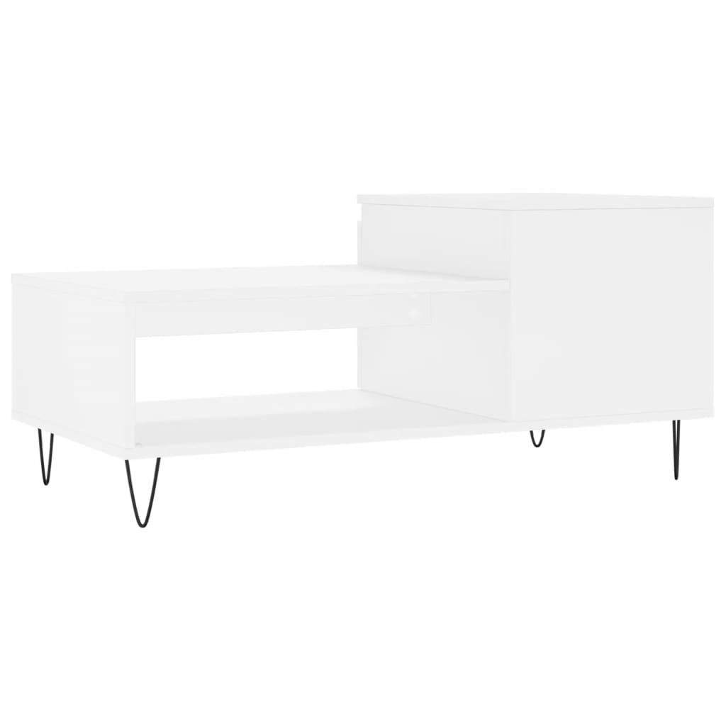 Table basse blanche 100x50x45 cm en bois