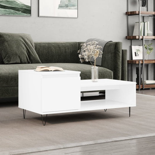 Table basse blanche 100x50x45 cm en bois