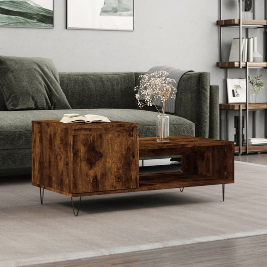 Table basse chêne fumé 100x50x45 cm en bois