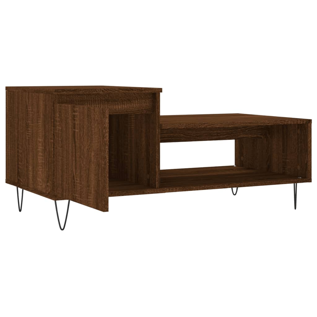 Table basse aspect chêne marron 100x50x45 cm matériau bois