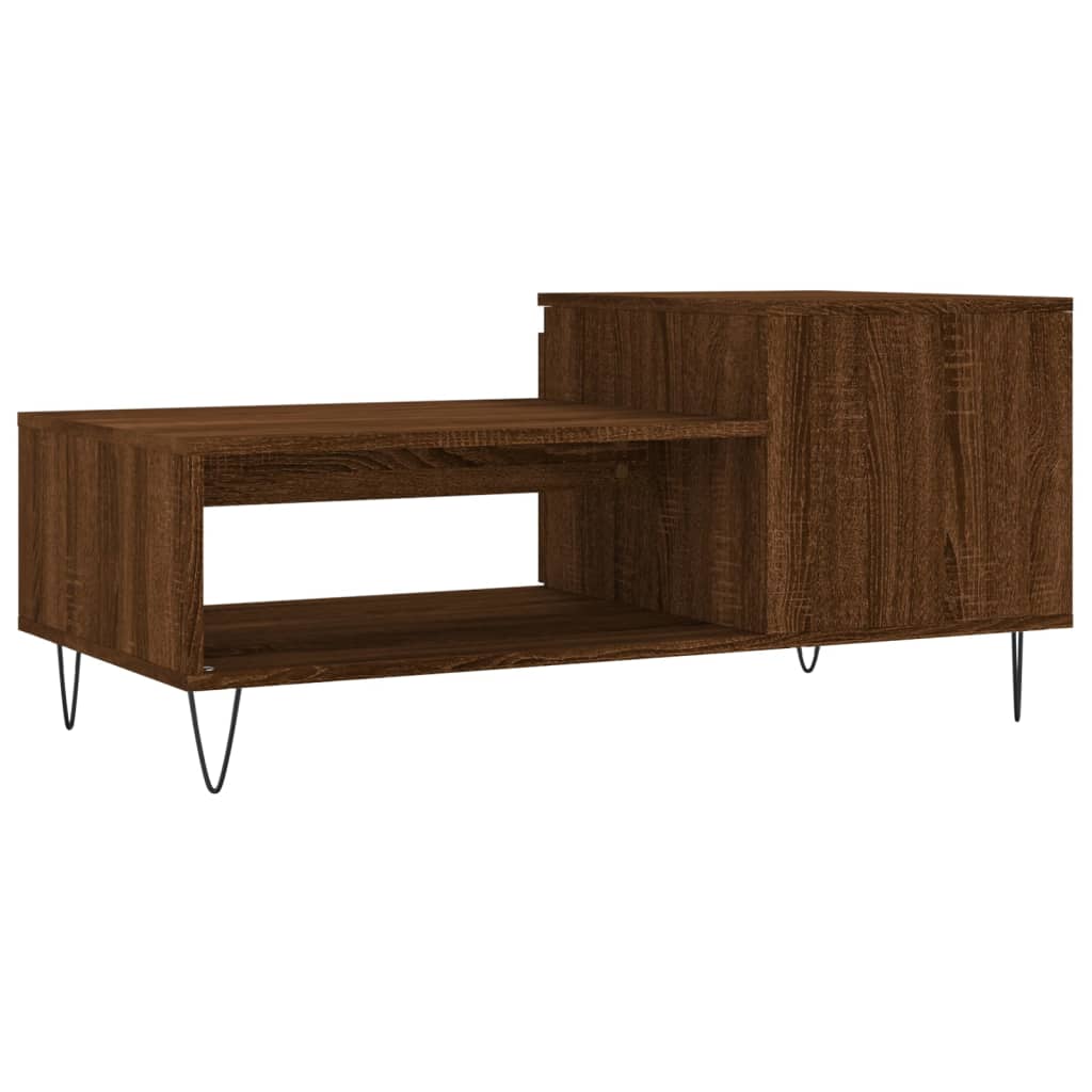 Table basse aspect chêne marron 100x50x45 cm matériau bois