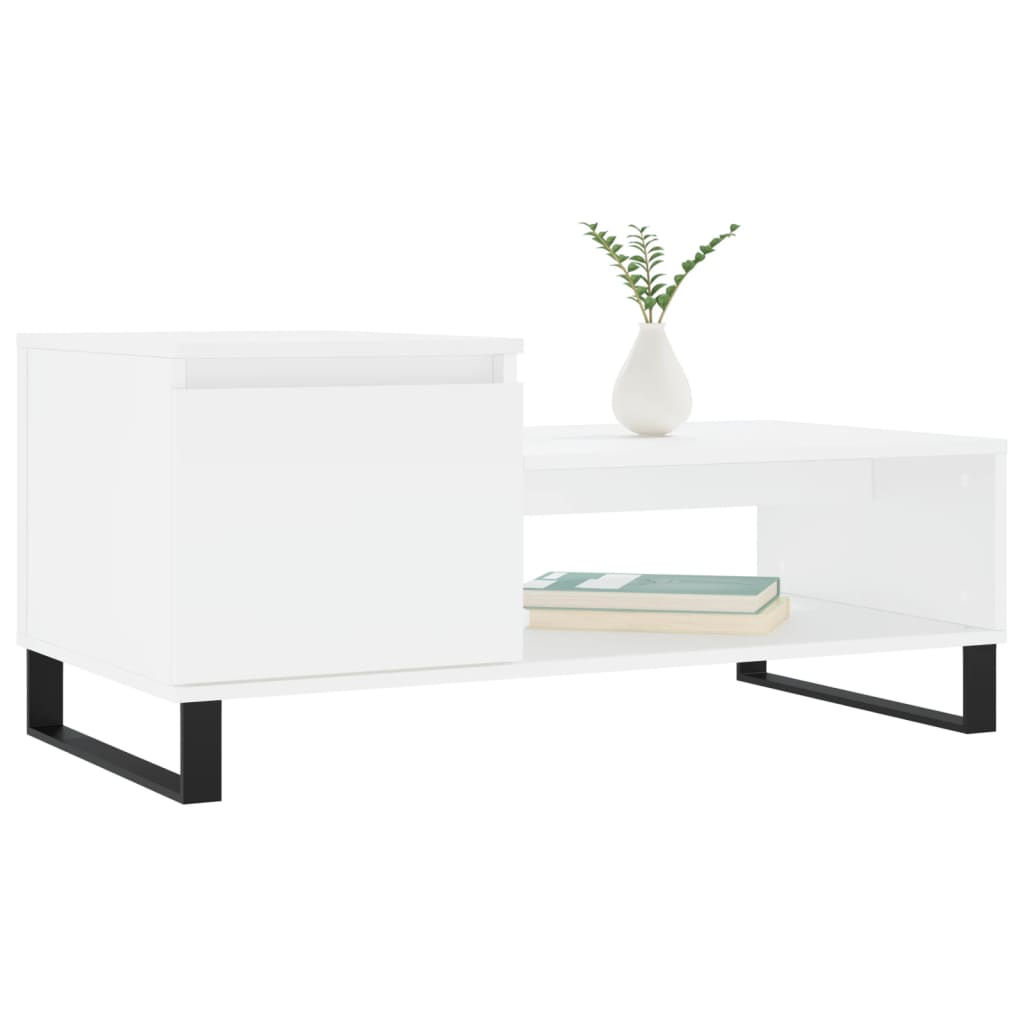 Table basse blanche 100x50x45 cm en bois