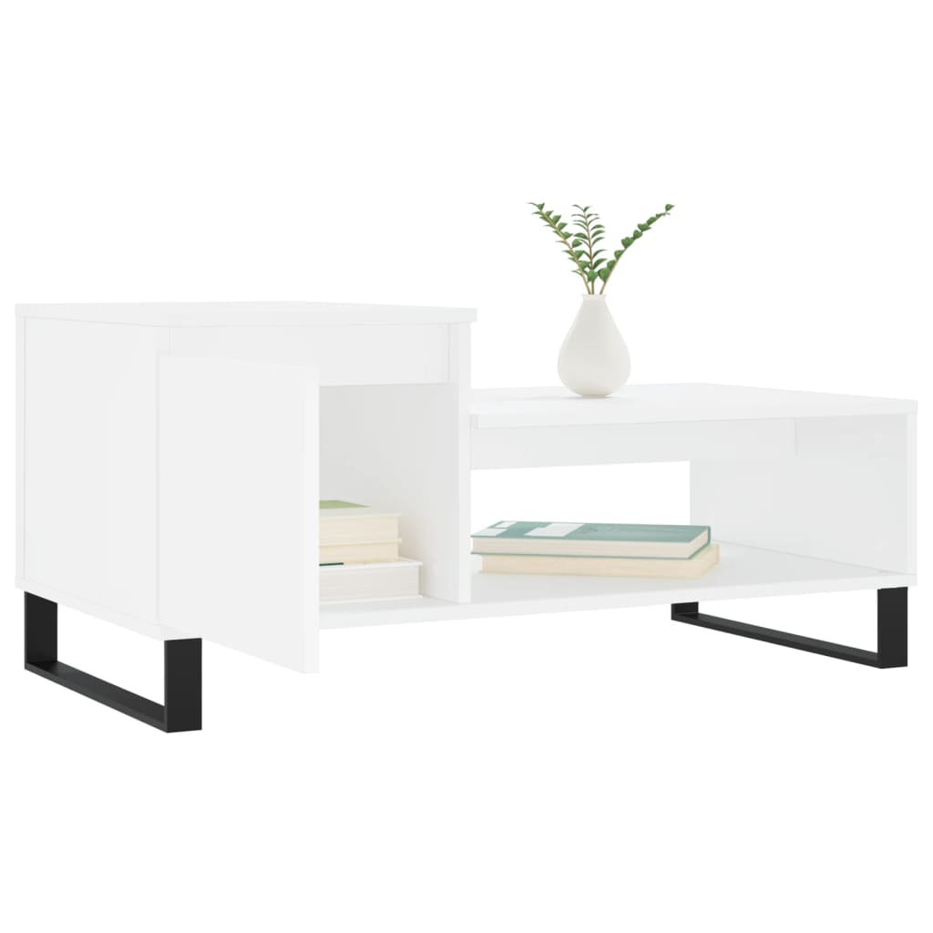 Table basse blanche 100x50x45 cm en bois
