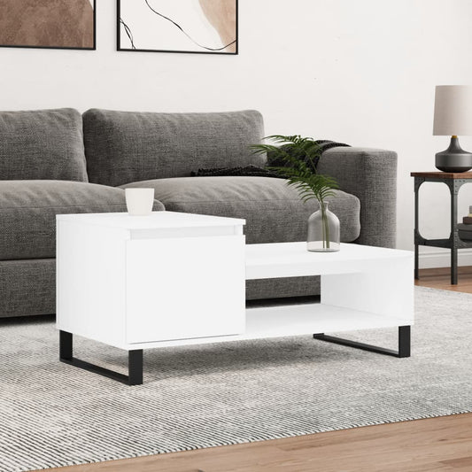 Table basse blanche 100x50x45 cm en bois