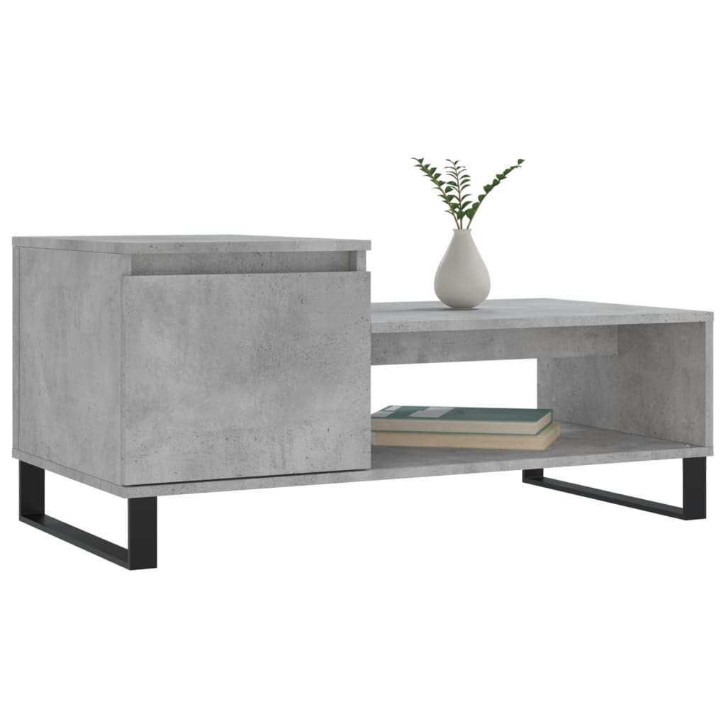 Table basse gris béton 100x50x45 cm en bois