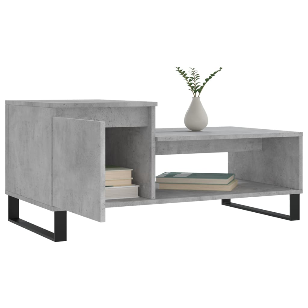 Table basse gris béton 100x50x45 cm en bois