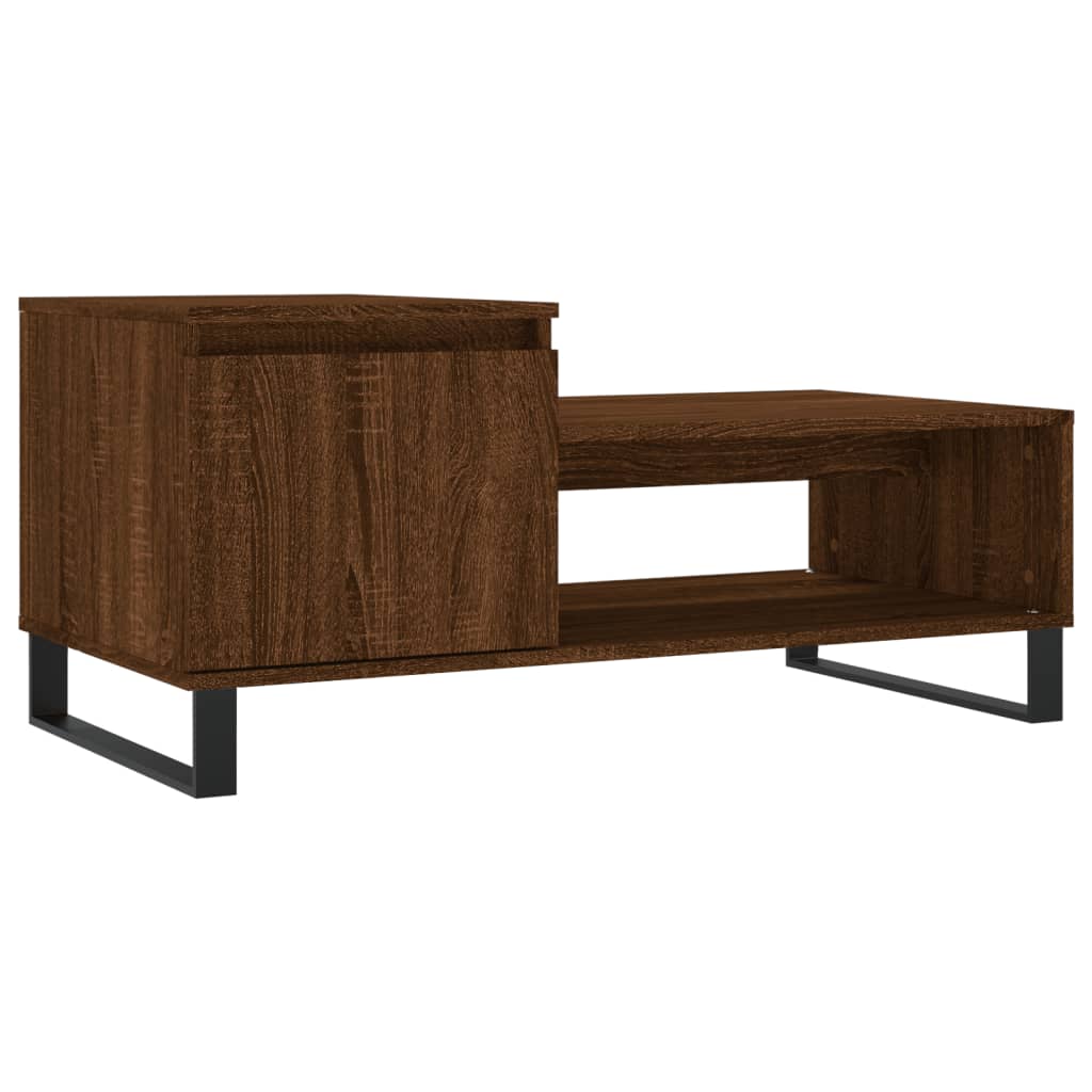 Table basse aspect chêne marron 100x50x45 cm matériau bois