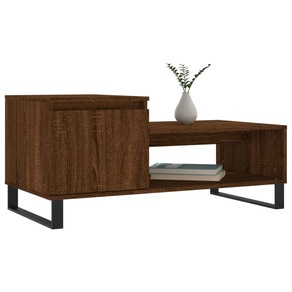 Table basse aspect chêne marron 100x50x45 cm matériau bois