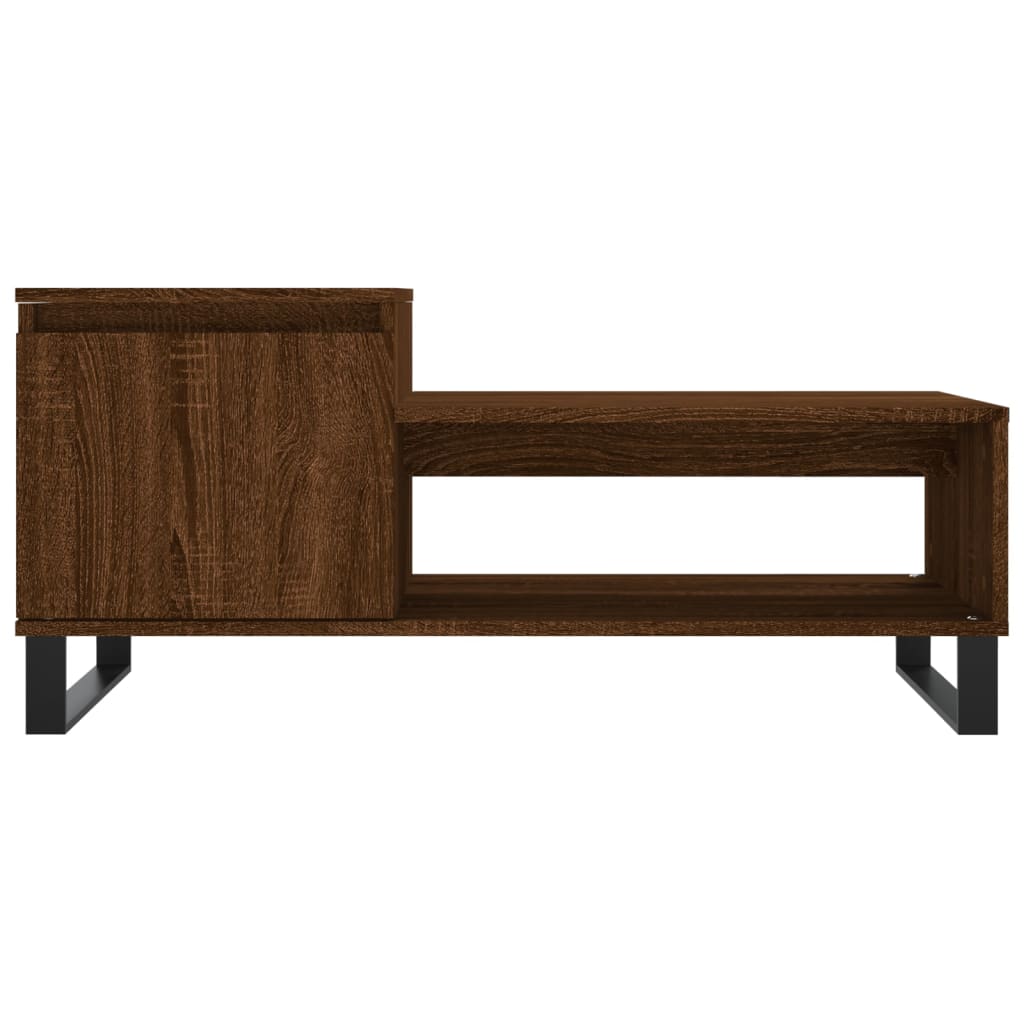 Table basse aspect chêne marron 100x50x45 cm matériau bois