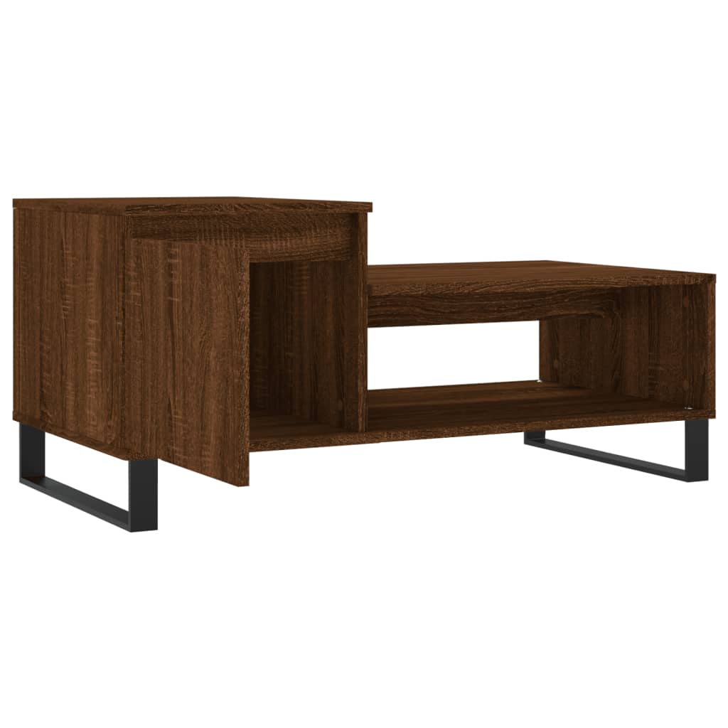 Table basse aspect chêne marron 100x50x45 cm matériau bois