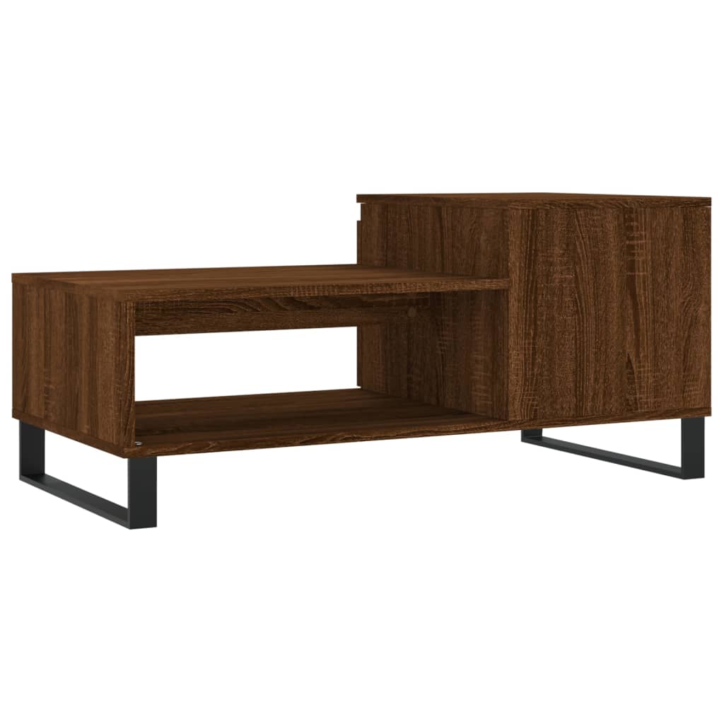 Table basse aspect chêne marron 100x50x45 cm matériau bois