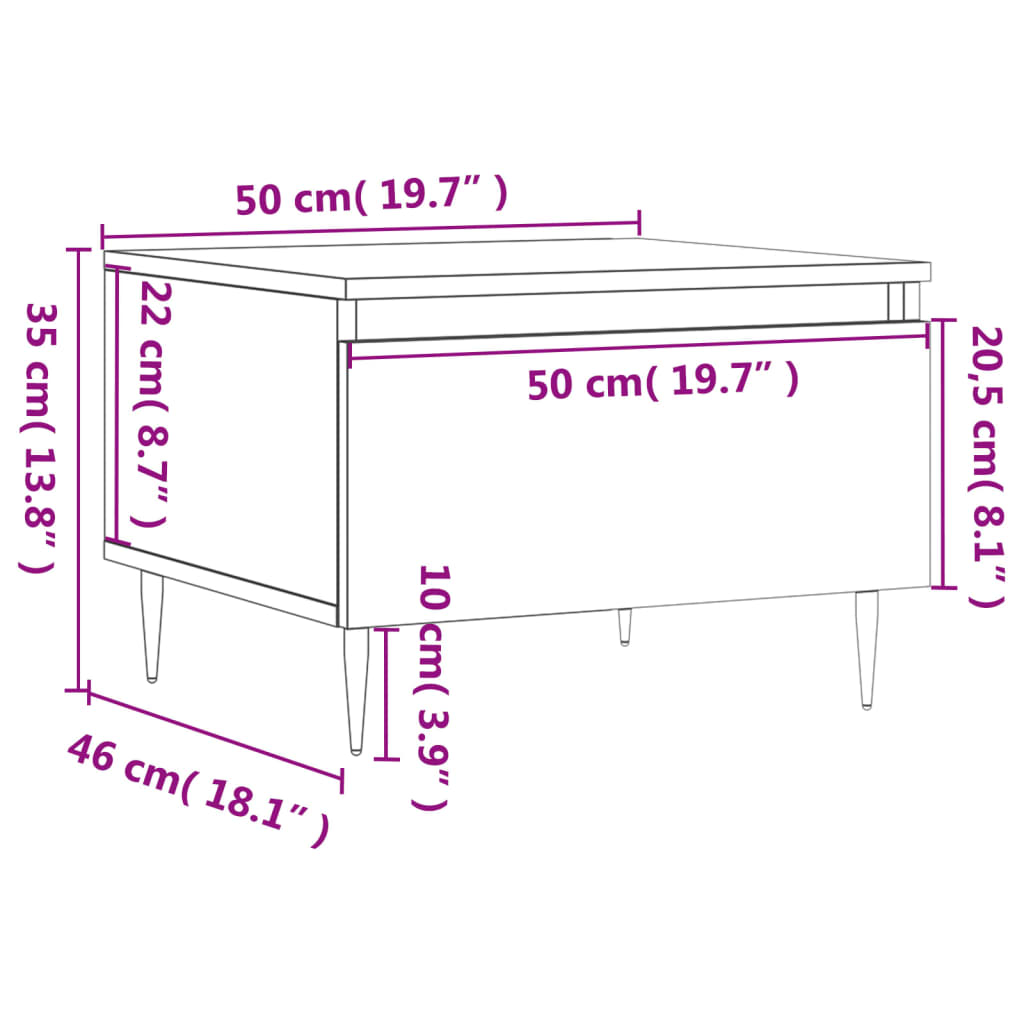 Table basse blanche 50x46x35 cm en bois