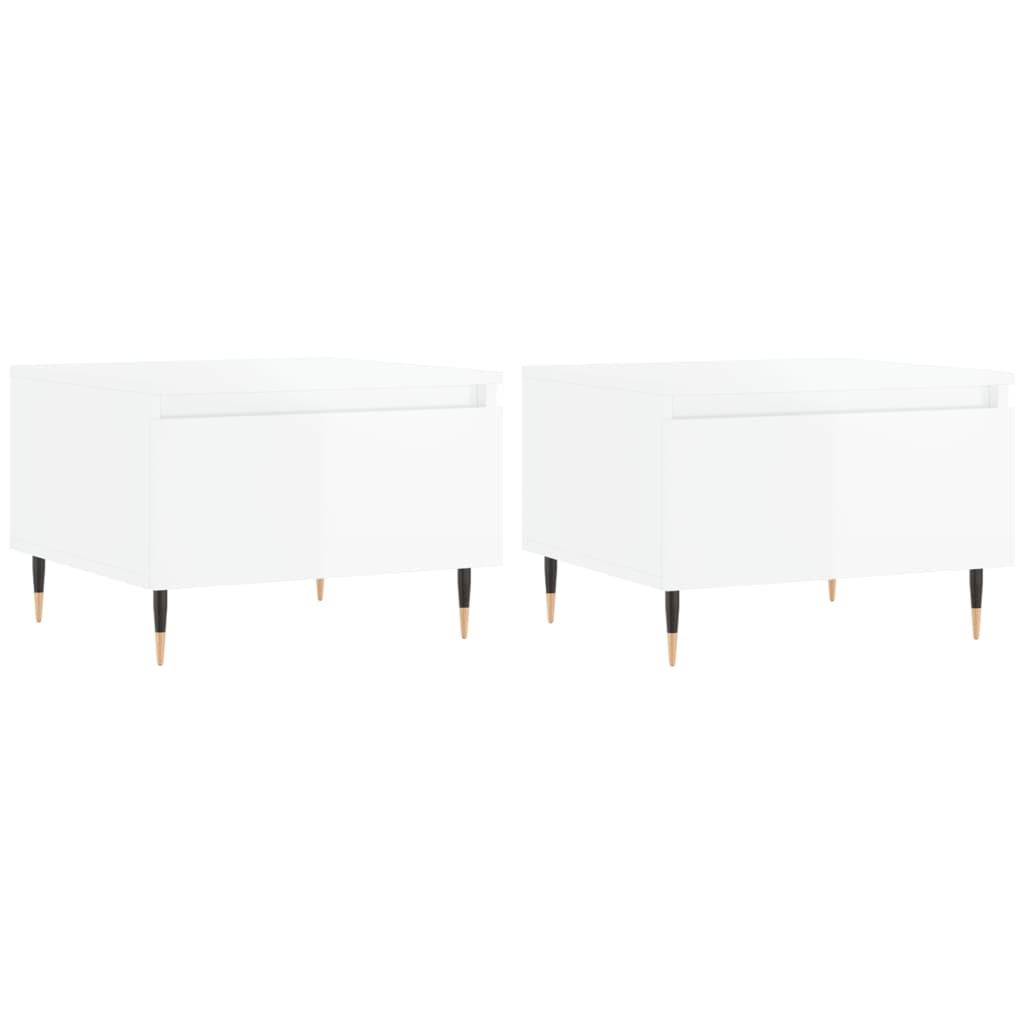 Tables basses 2 pcs. blanc brillant 50x46x35 cm en bois