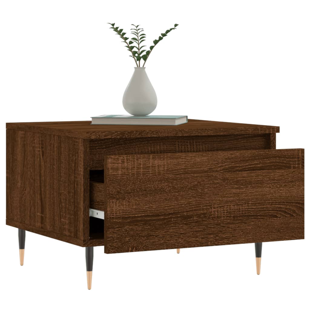 Table basse aspect chêne marron 50x46x35 cm en bois