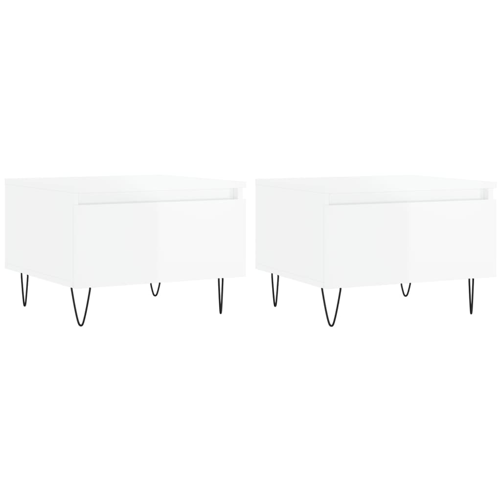 Tables basses 2 pcs. blanc brillant 50x46x35 cm en bois