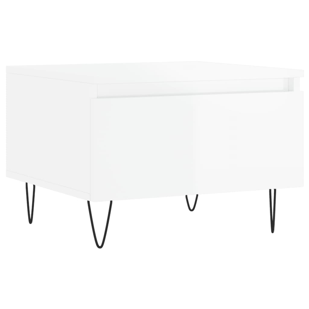 Tables basses 2 pcs. blanc brillant 50x46x35 cm en bois