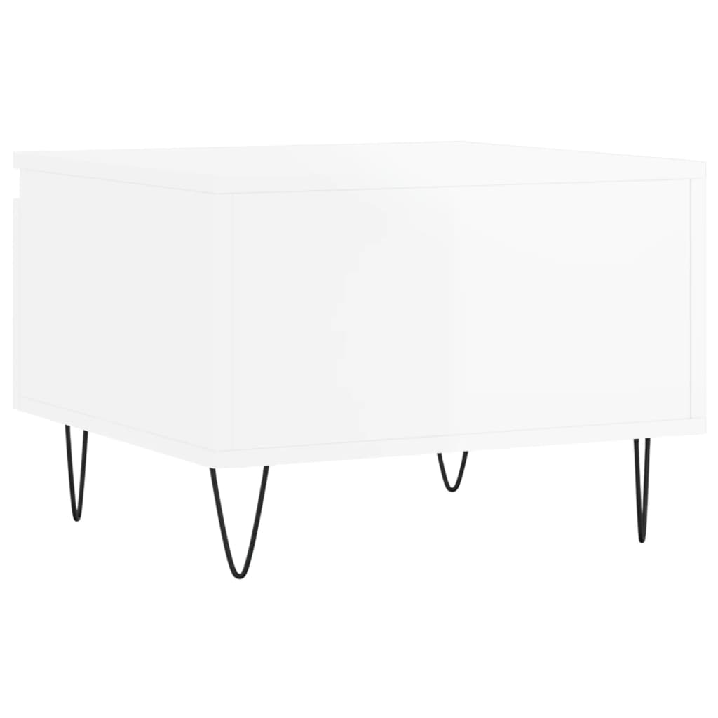 Tables basses 2 pcs. blanc brillant 50x46x35 cm en bois