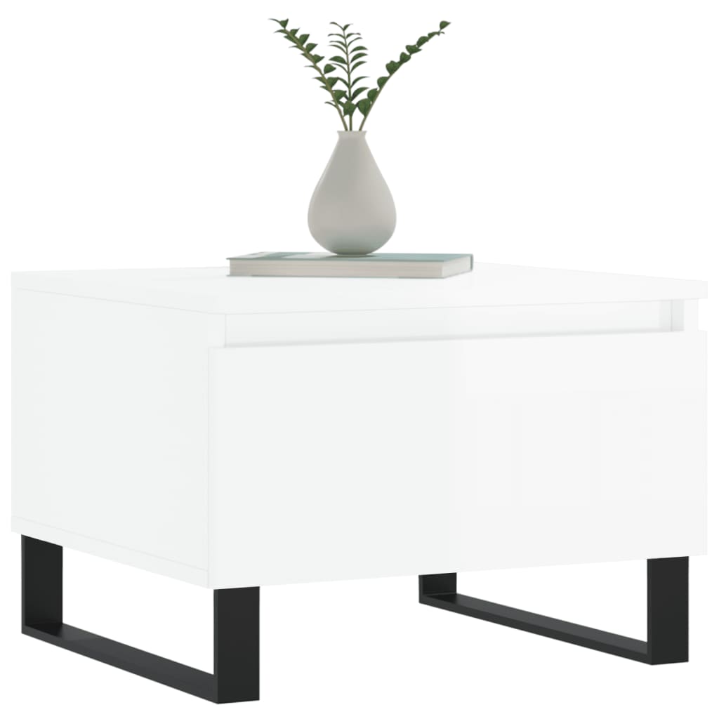 Tables basses 2 pcs. blanc brillant 50x46x35 cm en bois