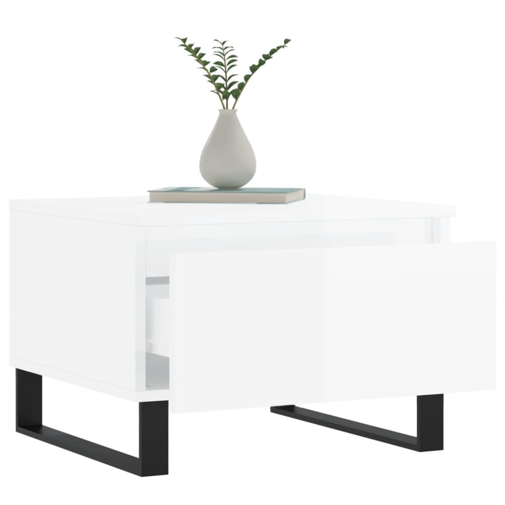 Tables basses 2 pcs. blanc brillant 50x46x35 cm en bois