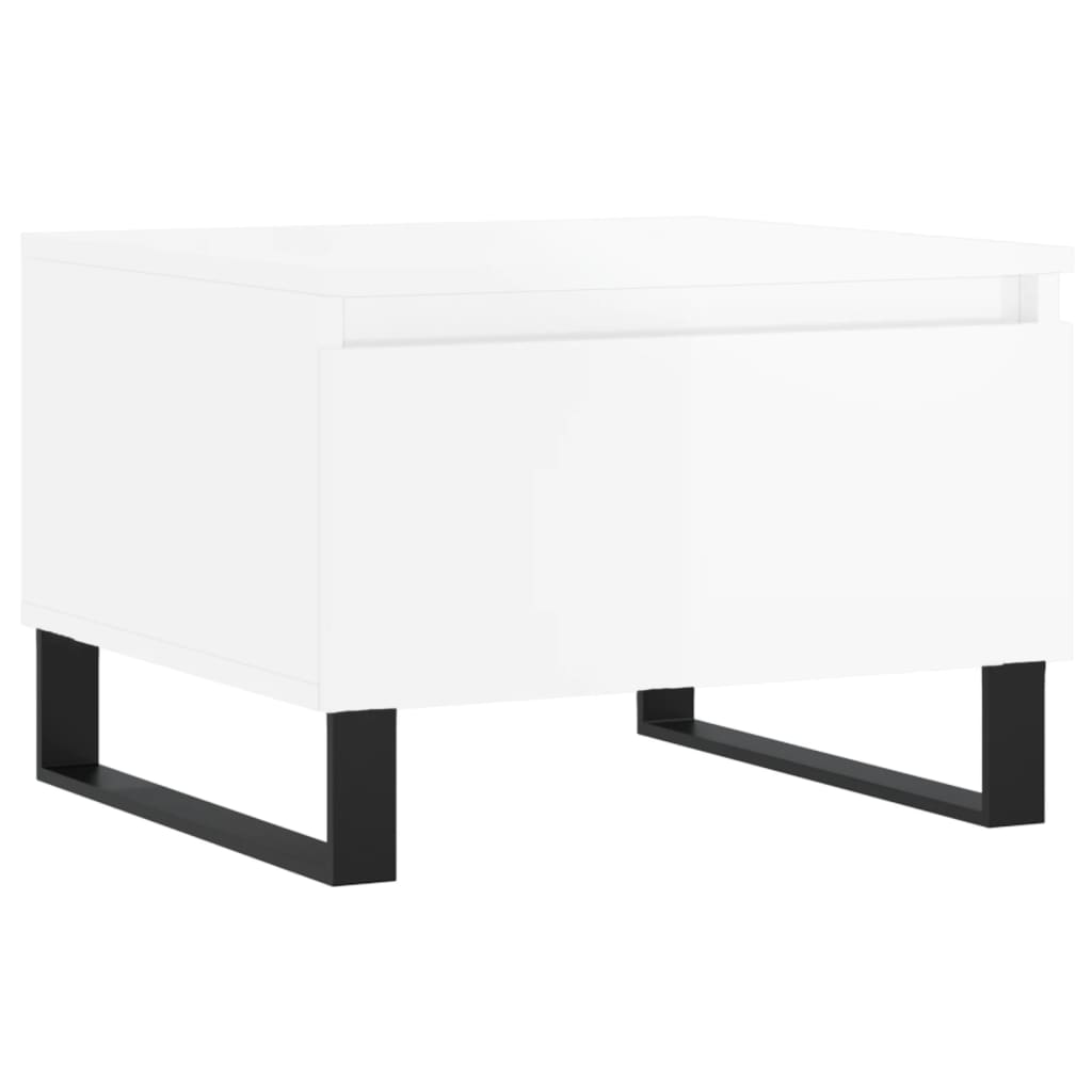 Tables basses 2 pcs. blanc brillant 50x46x35 cm en bois