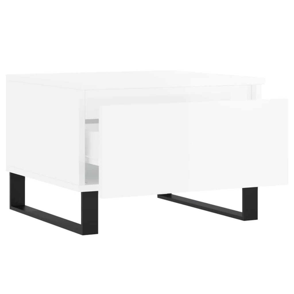 Tables basses 2 pcs. blanc brillant 50x46x35 cm en bois