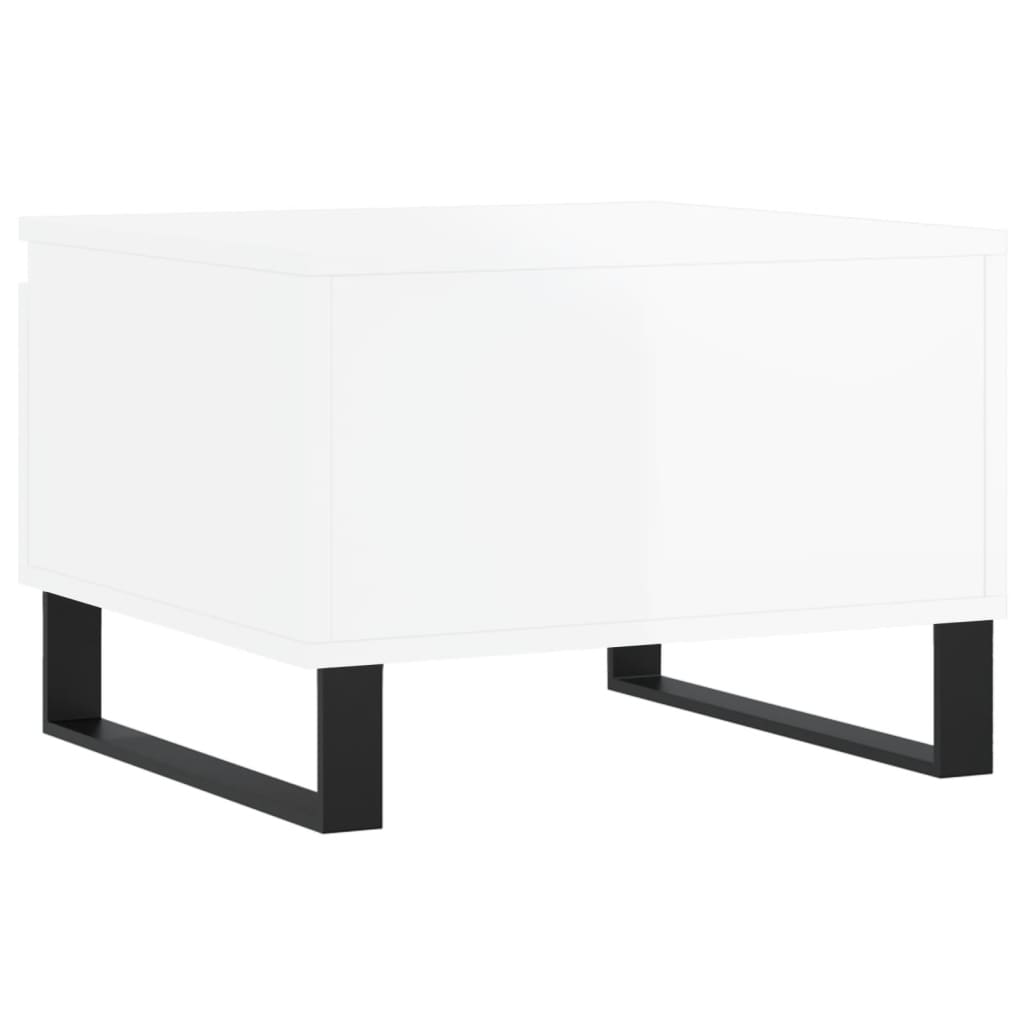 Tables basses 2 pcs. blanc brillant 50x46x35 cm en bois