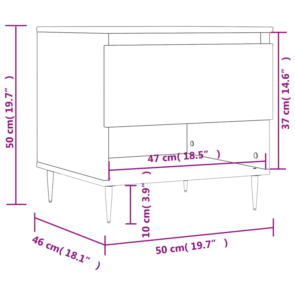 Table basse blanche 50x46x50 cm en bois