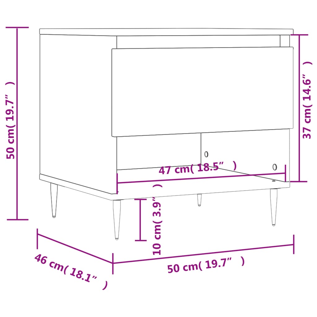 Coffee Table Black 50x46x50 cm Wood Material
