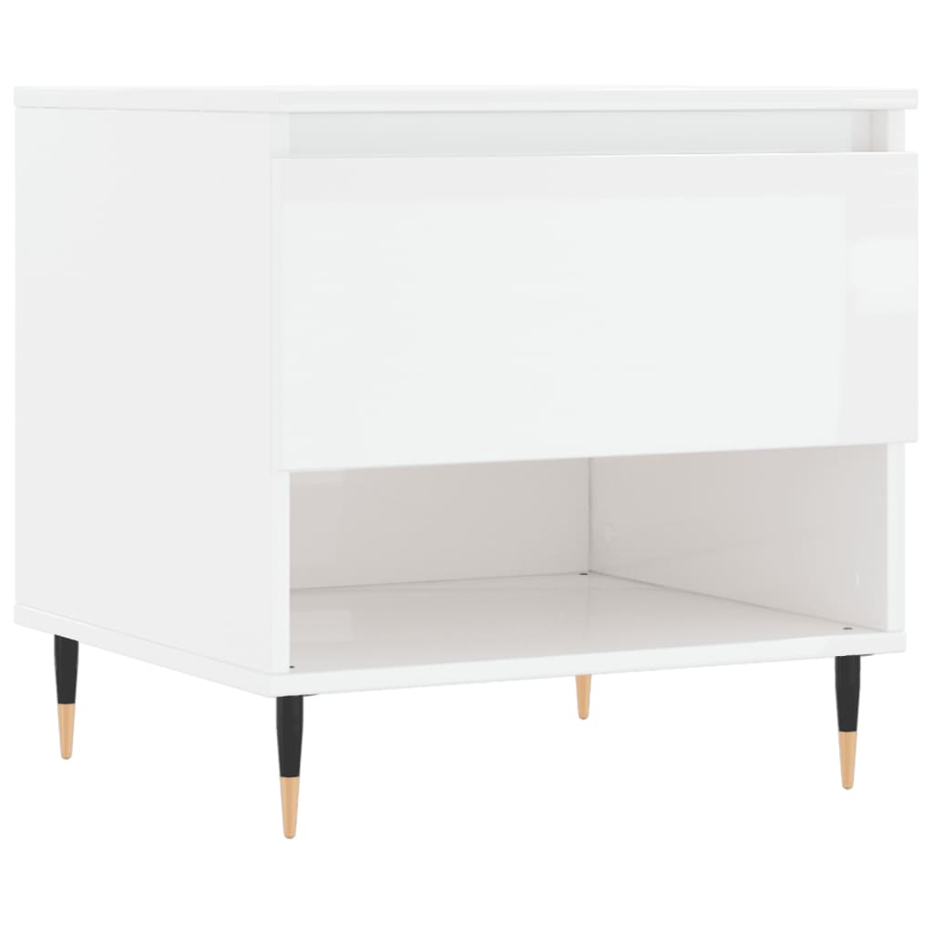 Tables basses 2 pcs. blanc brillant 50x46x50 cm en bois