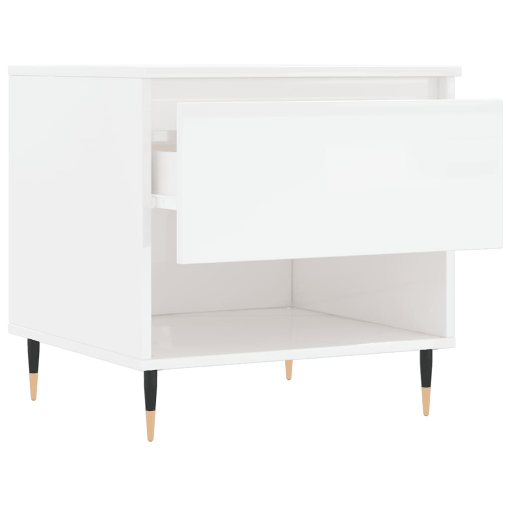 Tables basses 2 pcs. blanc brillant 50x46x50 cm en bois