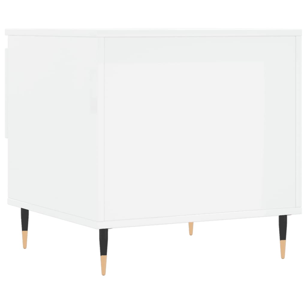 Tables basses 2 pcs. blanc brillant 50x46x50 cm en bois