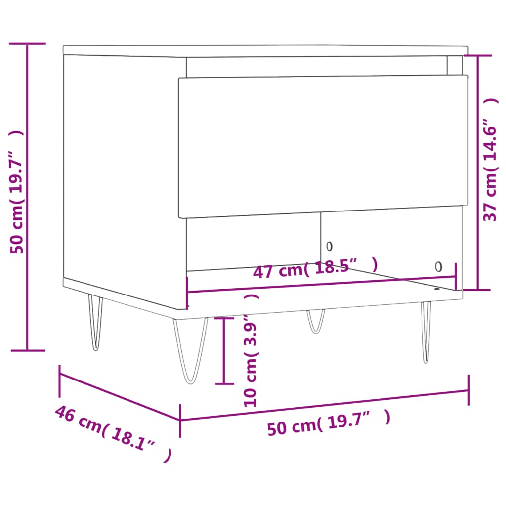 Coffee Table Black 50x46x50 cm Wood Material