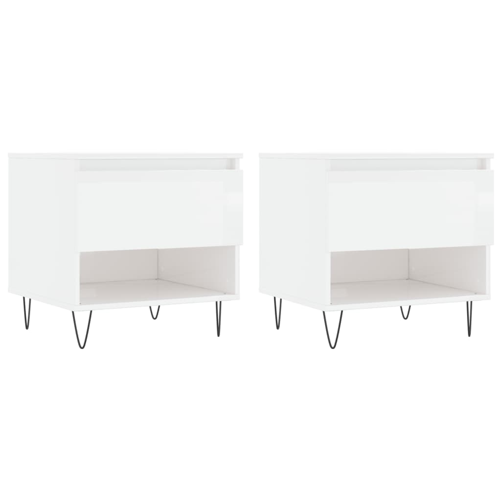 Tables basses 2 pcs. blanc brillant 50x46x50 cm en bois