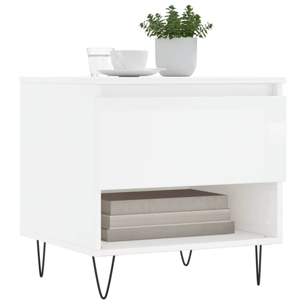 Tables basses 2 pcs. blanc brillant 50x46x50 cm en bois