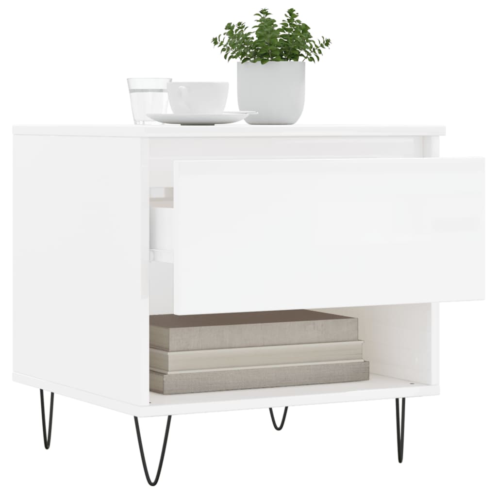 Tables basses 2 pcs. blanc brillant 50x46x50 cm en bois