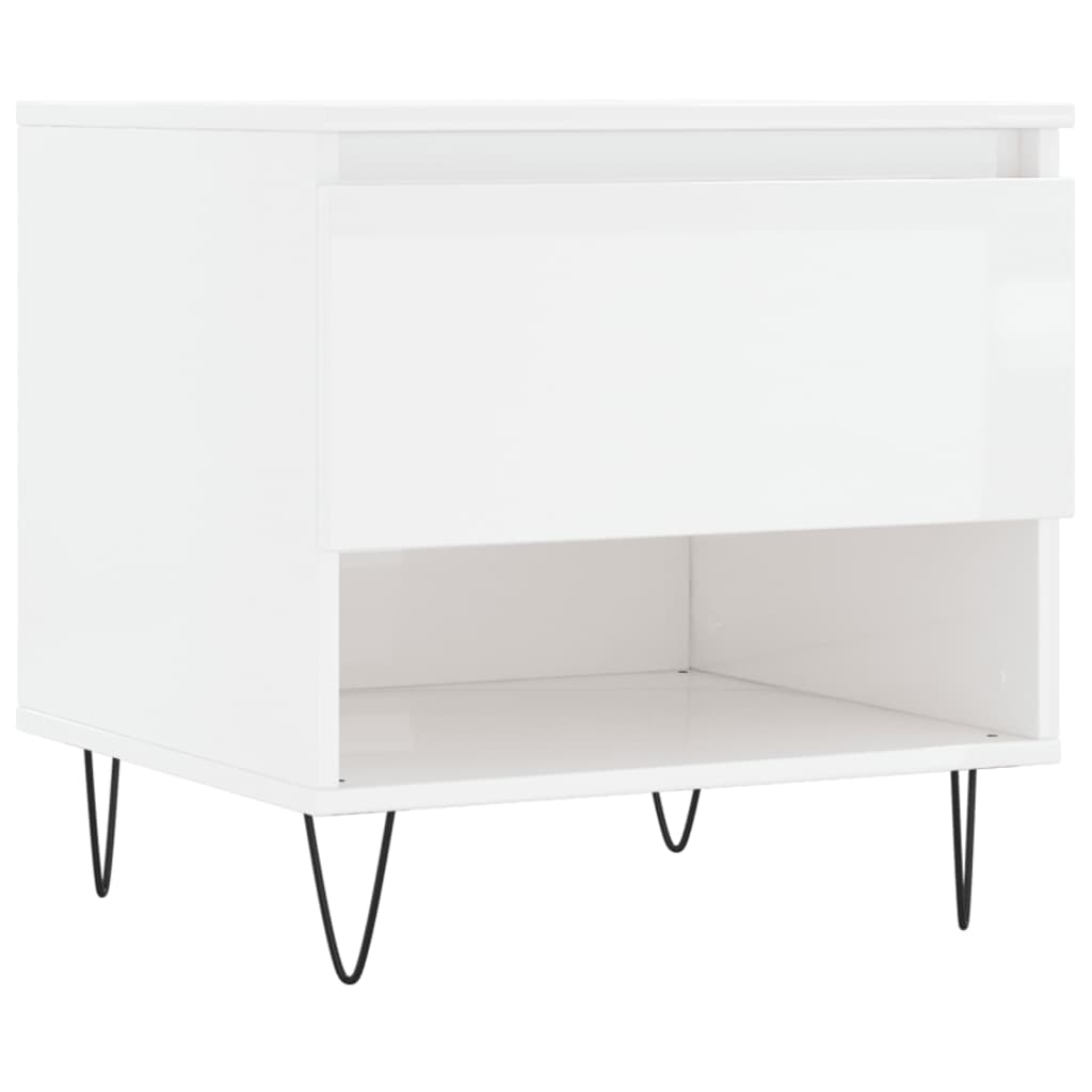 Tables basses 2 pcs. blanc brillant 50x46x50 cm en bois