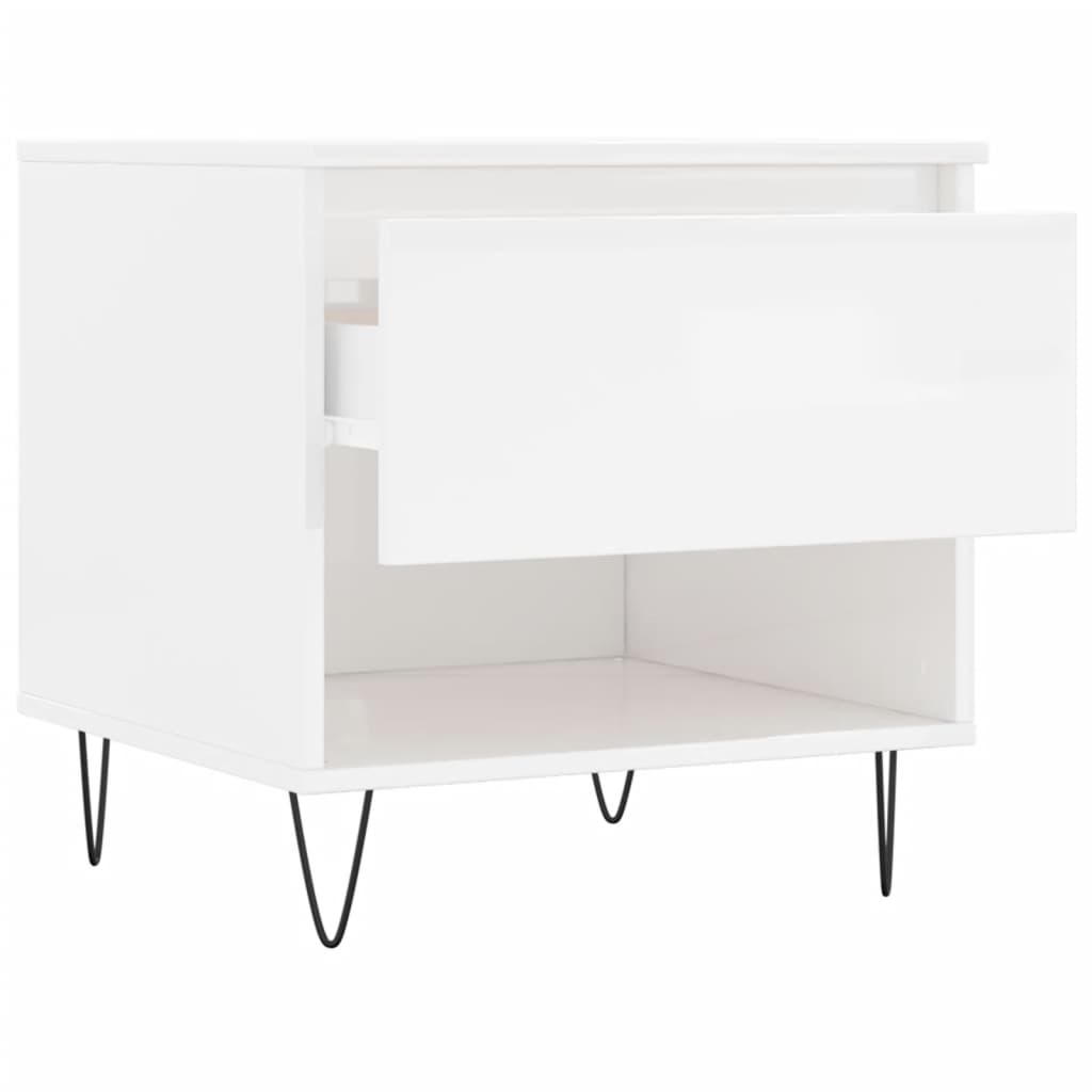 Tables basses 2 pcs. blanc brillant 50x46x50 cm en bois