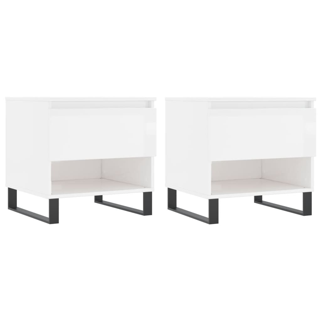 Tables basses 2 pcs. blanc brillant 50x46x50 cm en bois