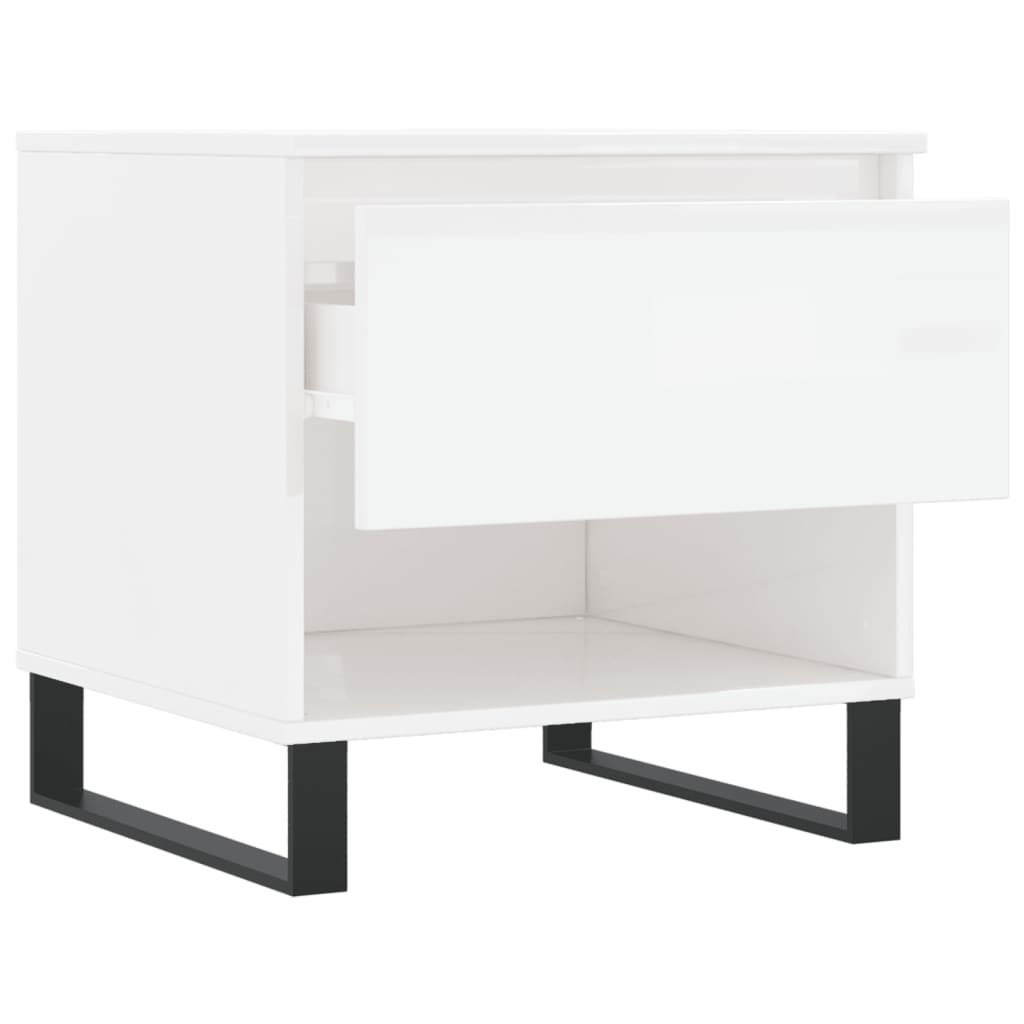 Tables basses 2 pcs. blanc brillant 50x46x50 cm en bois