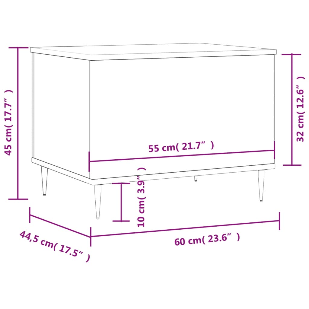 Table basse gris béton 60x44,5x45 cm en bois